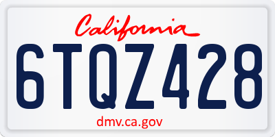 CA license plate 6TQZ428