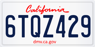 CA license plate 6TQZ429