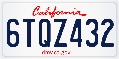 CA license plate 6TQZ432