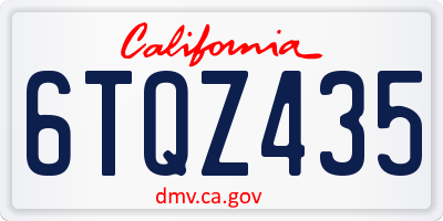 CA license plate 6TQZ435