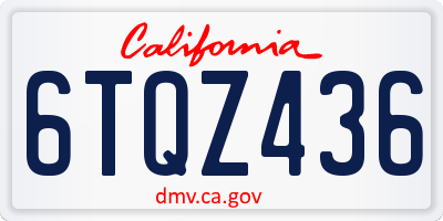 CA license plate 6TQZ436