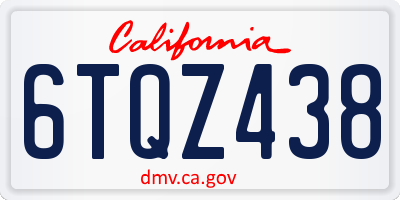 CA license plate 6TQZ438