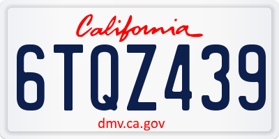CA license plate 6TQZ439