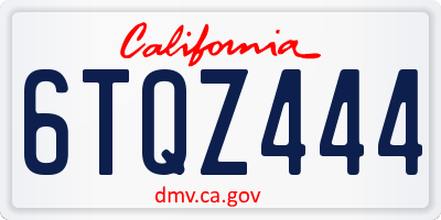 CA license plate 6TQZ444