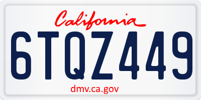 CA license plate 6TQZ449