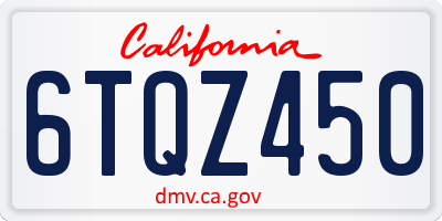 CA license plate 6TQZ450