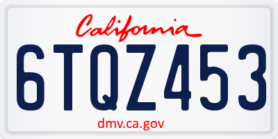 CA license plate 6TQZ453