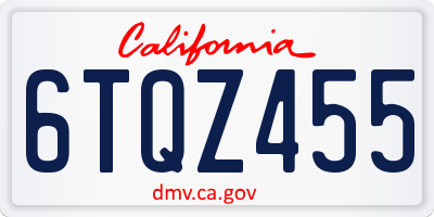 CA license plate 6TQZ455