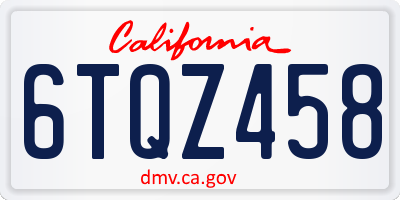 CA license plate 6TQZ458