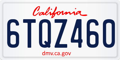 CA license plate 6TQZ460