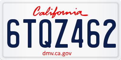 CA license plate 6TQZ462