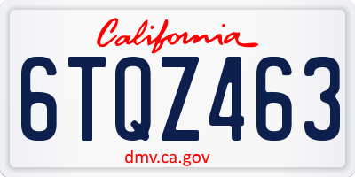 CA license plate 6TQZ463