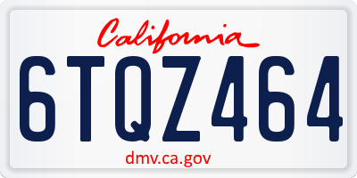 CA license plate 6TQZ464
