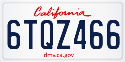 CA license plate 6TQZ466