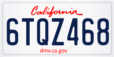 CA license plate 6TQZ468