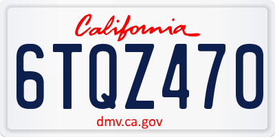 CA license plate 6TQZ470