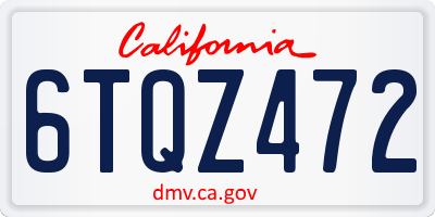 CA license plate 6TQZ472