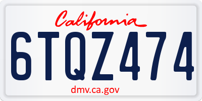 CA license plate 6TQZ474