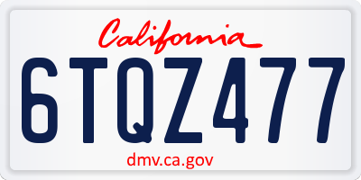 CA license plate 6TQZ477