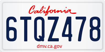 CA license plate 6TQZ478