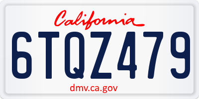 CA license plate 6TQZ479