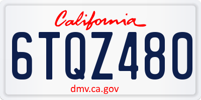 CA license plate 6TQZ480