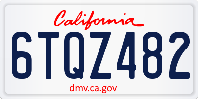 CA license plate 6TQZ482