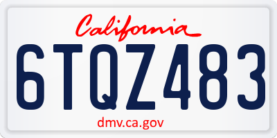 CA license plate 6TQZ483