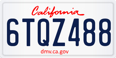 CA license plate 6TQZ488