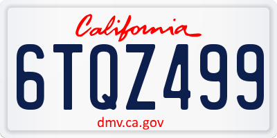 CA license plate 6TQZ499