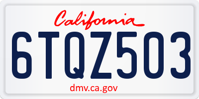 CA license plate 6TQZ503