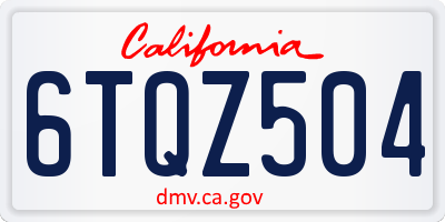 CA license plate 6TQZ504