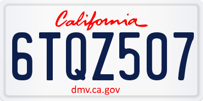 CA license plate 6TQZ507