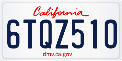 CA license plate 6TQZ510