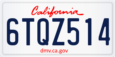 CA license plate 6TQZ514