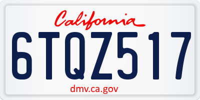 CA license plate 6TQZ517
