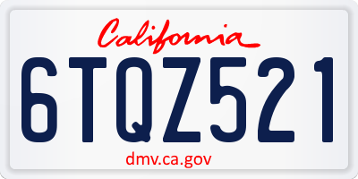 CA license plate 6TQZ521