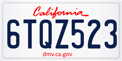 CA license plate 6TQZ523
