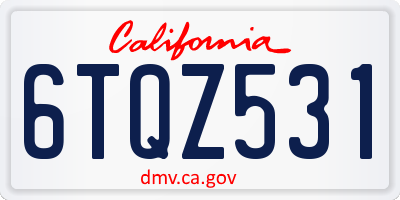 CA license plate 6TQZ531