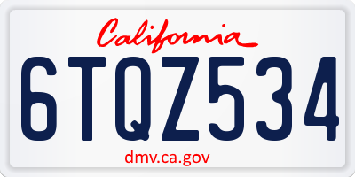 CA license plate 6TQZ534