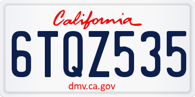 CA license plate 6TQZ535