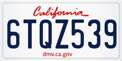 CA license plate 6TQZ539