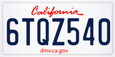 CA license plate 6TQZ540