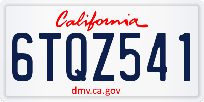 CA license plate 6TQZ541