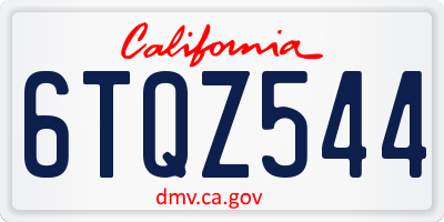 CA license plate 6TQZ544