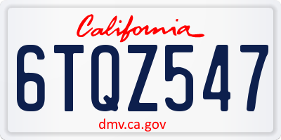 CA license plate 6TQZ547