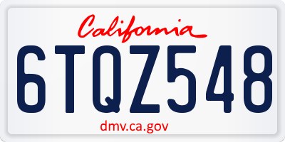 CA license plate 6TQZ548