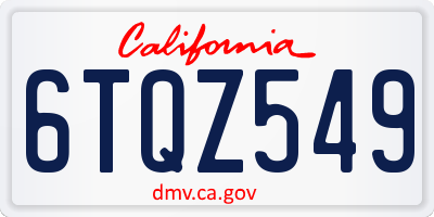 CA license plate 6TQZ549