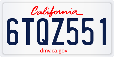 CA license plate 6TQZ551