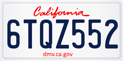 CA license plate 6TQZ552